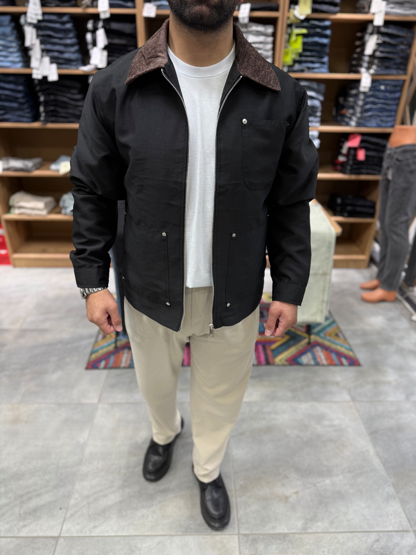 ARL0019 – Yaka Detaylı Kot Gabardin Ceket