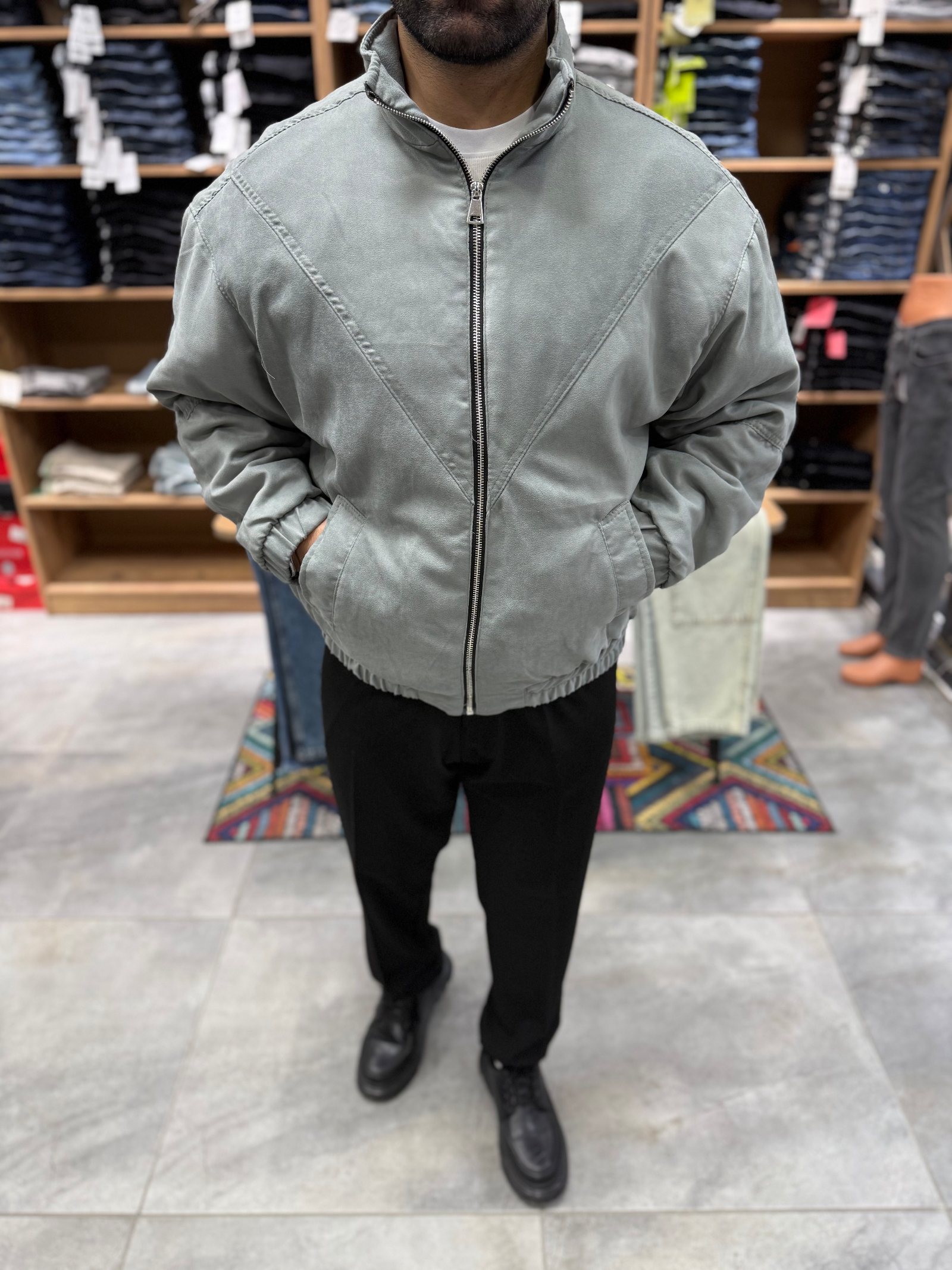 ARL0010 – Gri Kadife Bomber Ceket — 3. fotoğraf