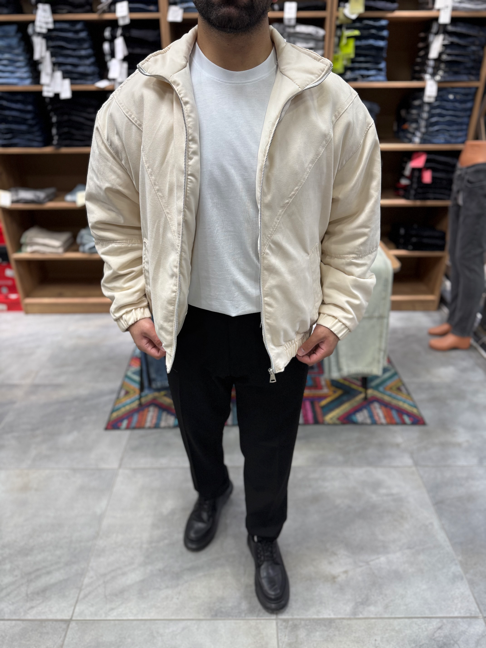 ARL0009 – Bej Kadife Bomber Ceket