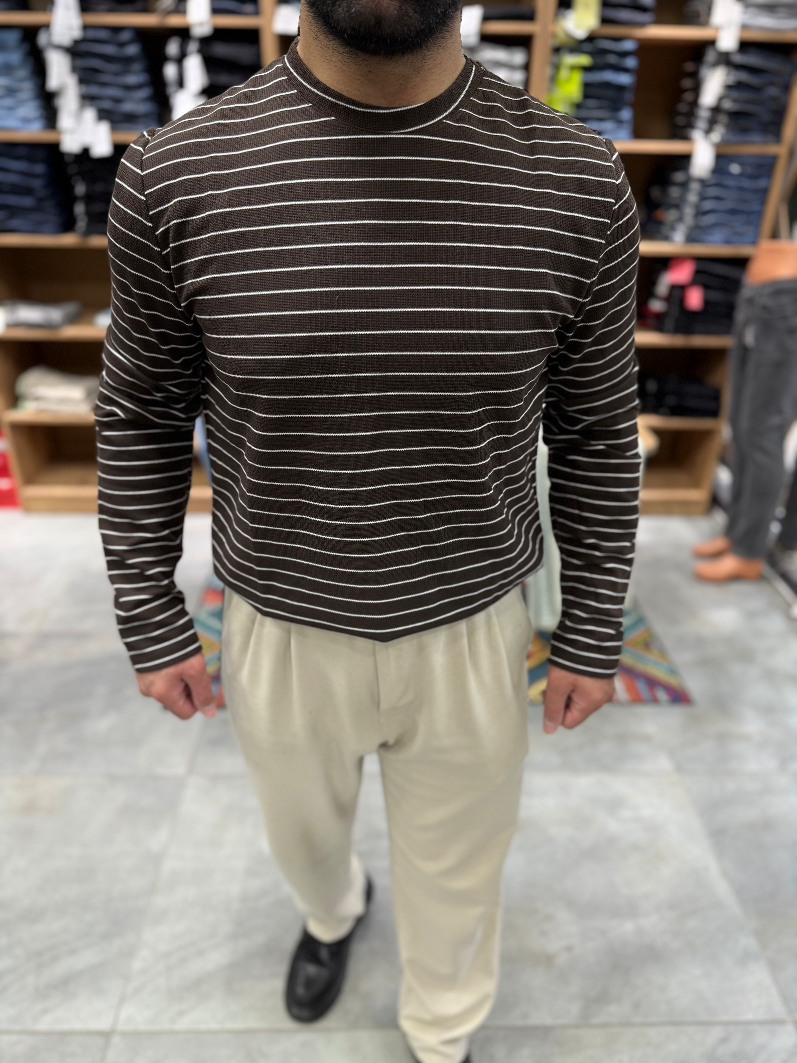 ARL0014 – Bisiklet Yaka Yatay Çizgili İnce Sweat