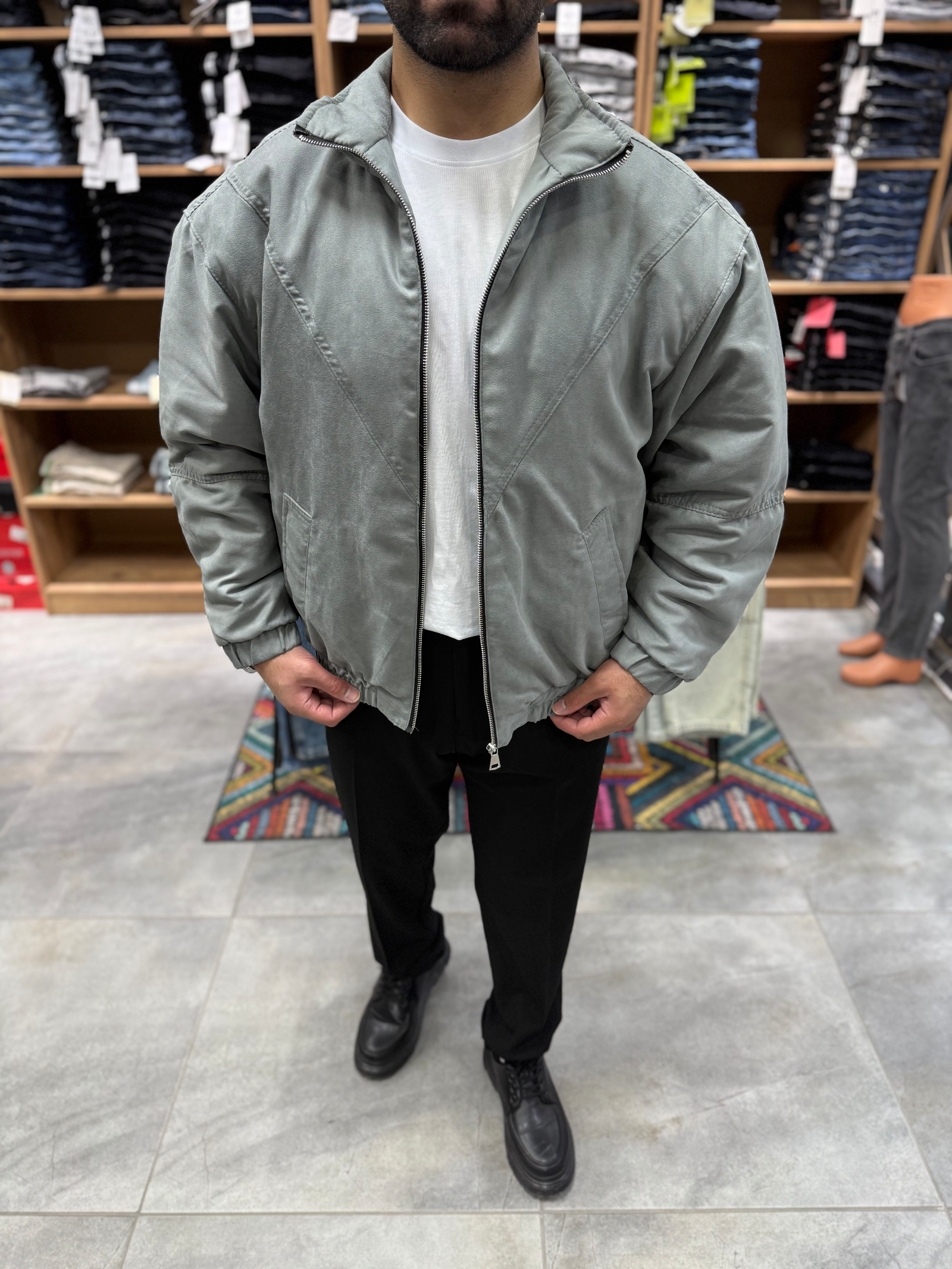 ARL0010 – Gri Kadife Bomber Ceket
