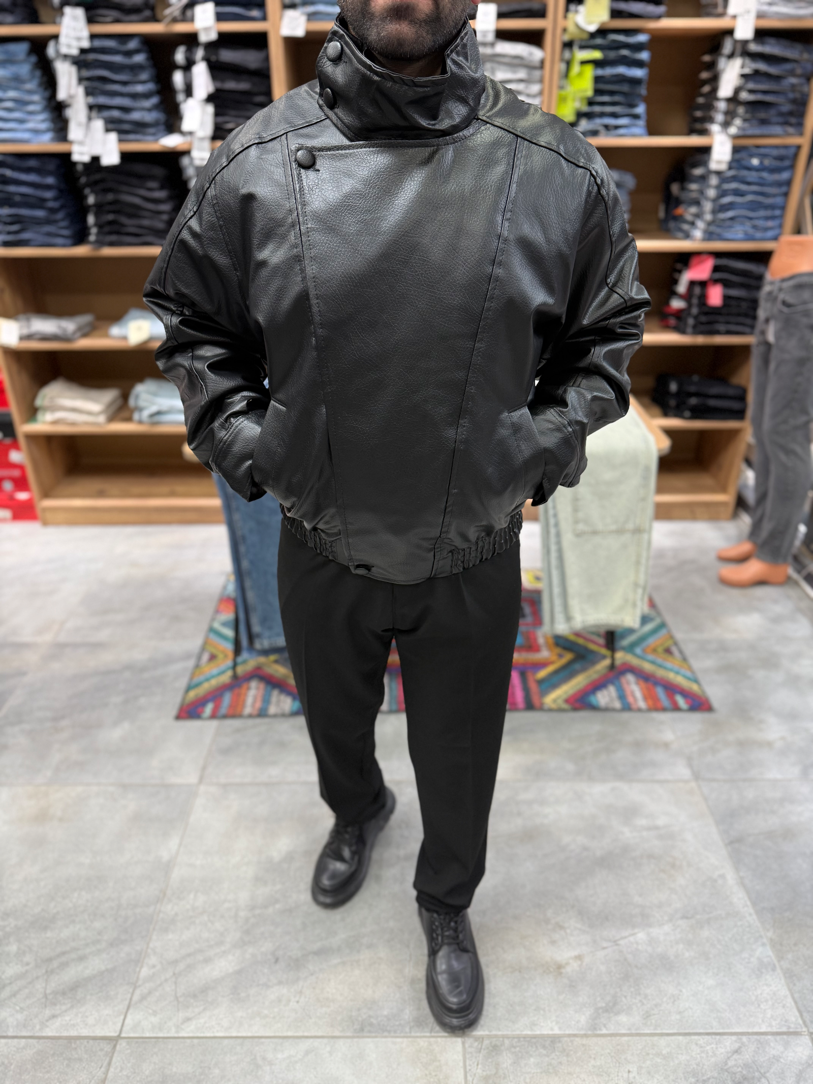 ARL0007 – Vintage Deri Detay Bomber Ceket — 2. fotoğraf